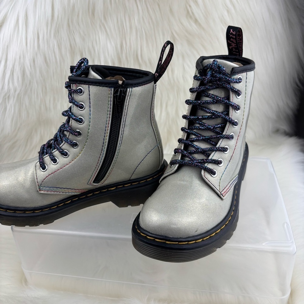 Dr. Martens 1460Metallic Silver Combat Boots - Picture 7 of 8